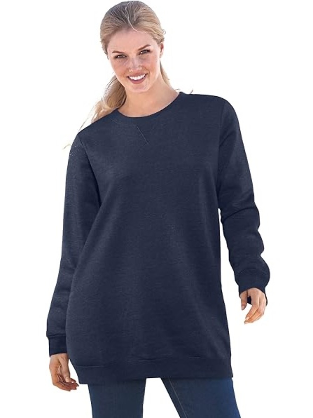 Saddlebred Thermal Crew Neck Solid Top Waffle Knit
